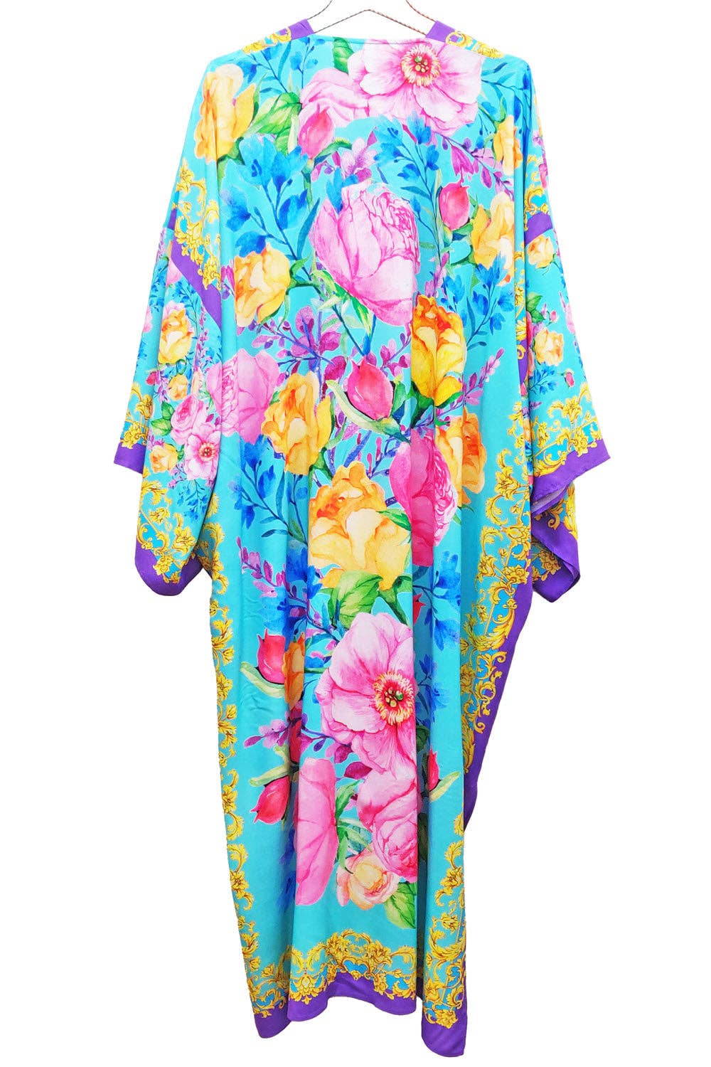 Blossom Maxi Kimono Aqua Floral