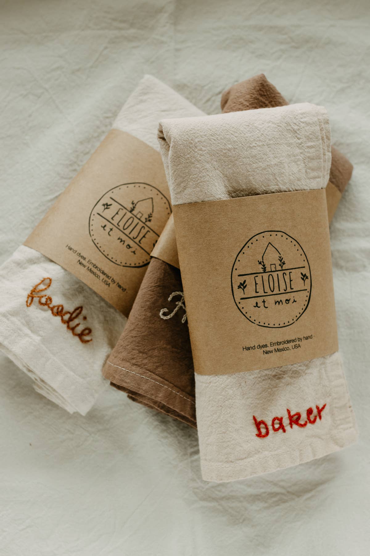 Hand embroidered Hand dyed Organic cotton Kitchen Towel 