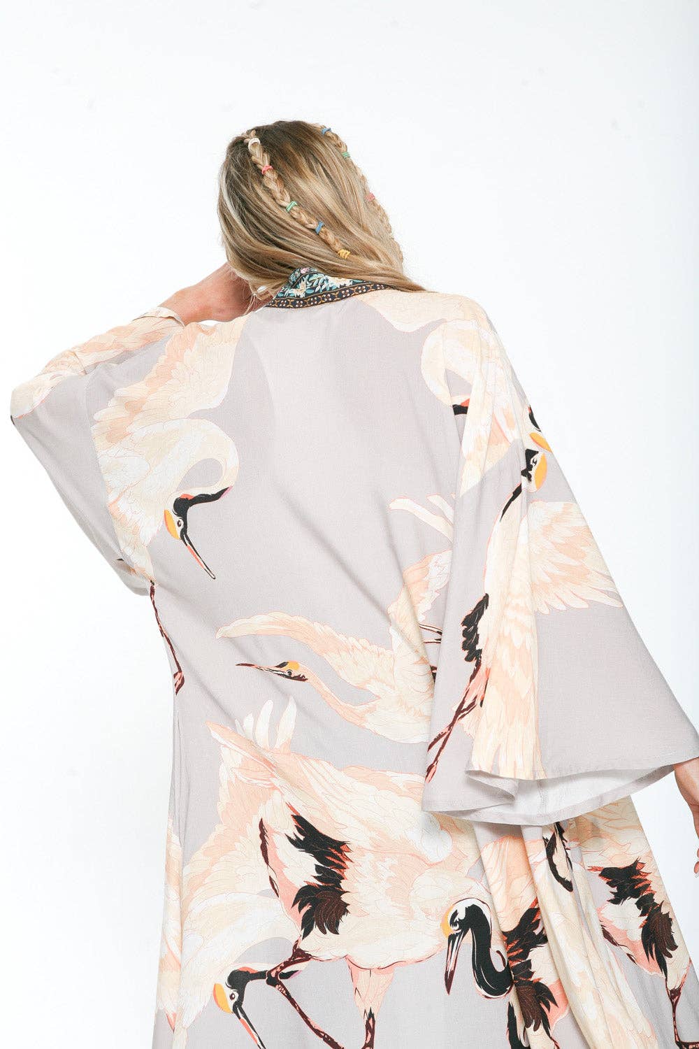 Story of the Crane Kimono Slate