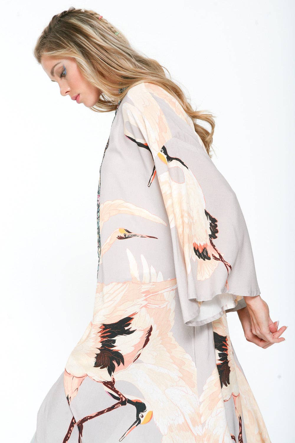 Story of the Crane Kimono Slate